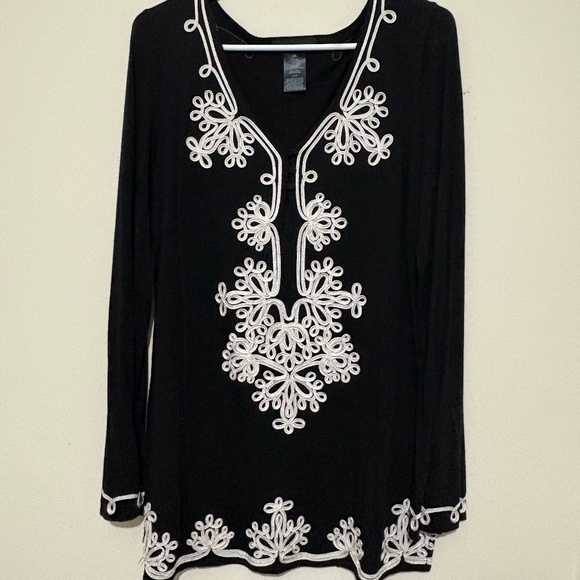 INC Black Printer Tunic - Picture 1 of 4